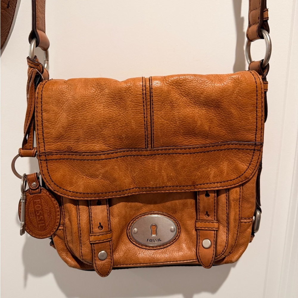 Fossil Brown Leather Messenger Bag